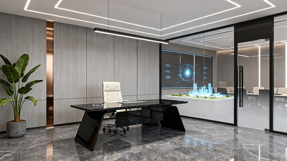 輕奢風(fēng)和科技風(fēng)辦公室設(shè)計(jì)裝修效果圖